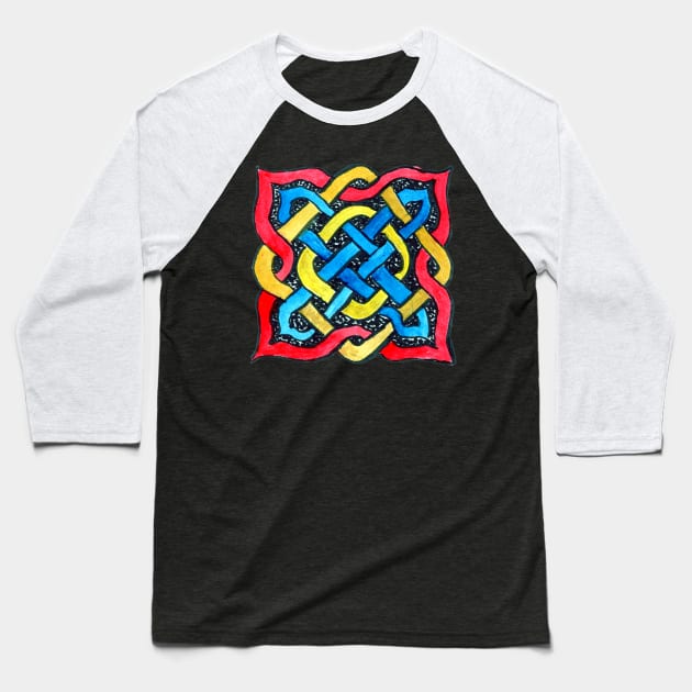 Square Knotwork in Primary Colors Baseball T-Shirt by CrysOdenkirk